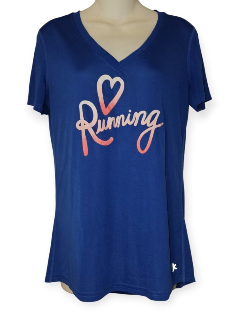Danskin Now Running T-Shirt Women’s Medium Blue V Neck Athletic Tee